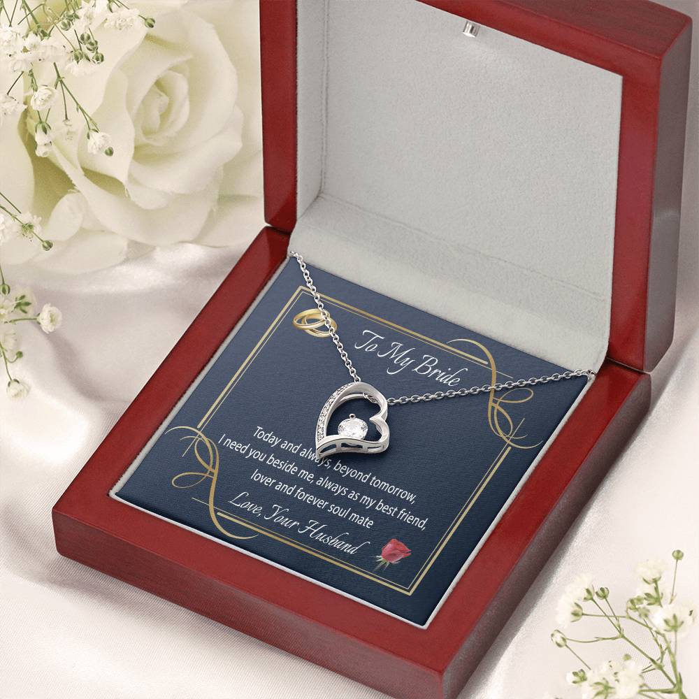 To My Bride Heart Necklace Forever Love Necklace For Wife Message Card Jewelry For Wife Anniversary Birthday Wedding Gift For Wife Forever Love Necklace
