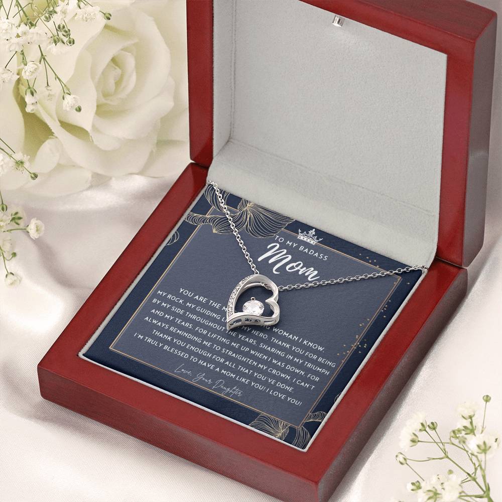 Badass Mom Gift To My Badass Mom Necklace Mother’s Day Gift Daughter To Mom Gift Gift From Daughter To Mom On Wedding Day Mom Gift 2 Forever Love Necklace