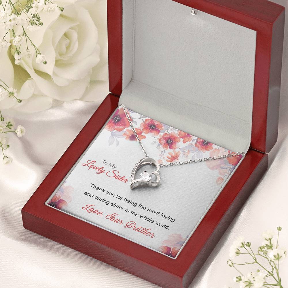 To My Lovely Sister - 92.5 Sterling Silver Pendant Forever Love Necklace