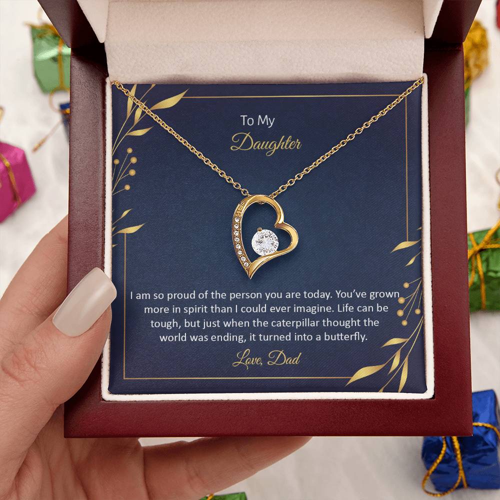To My Daughter Love Dad Forever Love Necklace