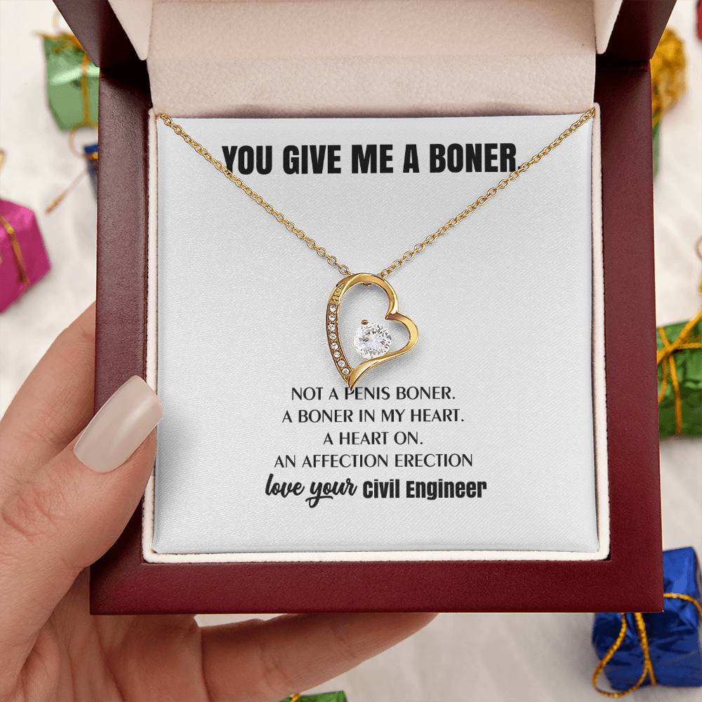 You Give Me A Heart Boner An Affection Erection Funny & Sarcastic Love For Her ♥ Mature Best Funny Gag Gifts For Civil Engineer Wife On Special Days Forever Love Necklace