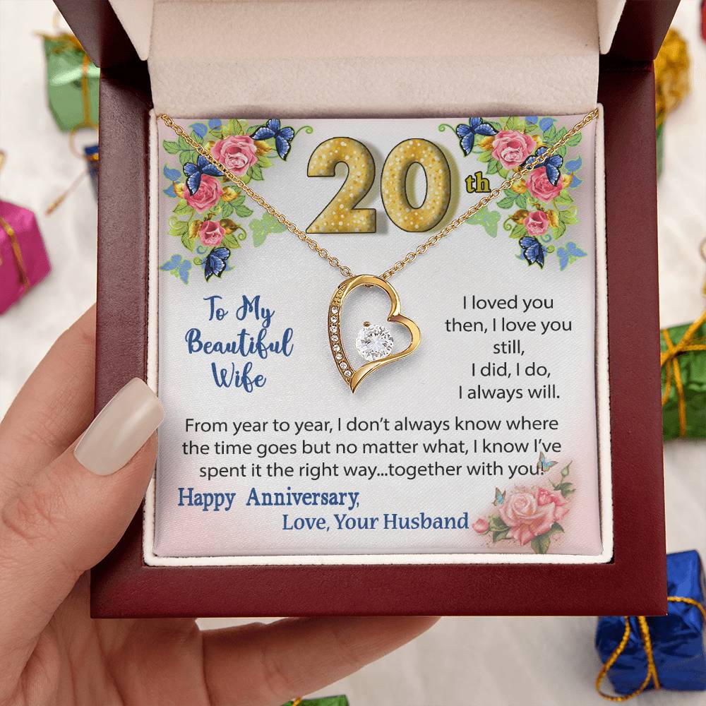 20th Anniversary Gift Heart Necklace For Wife Forever Love Necklace