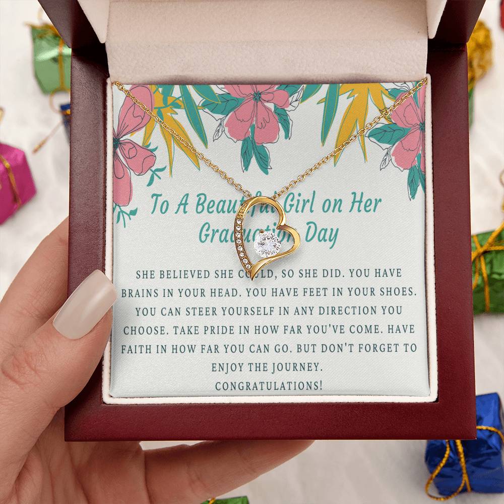 A Beautiful Girl On Her Graduation Day Necklace Graduation Gift Necklace Graduation Gift For Her College Graduation Forever Love Necklace