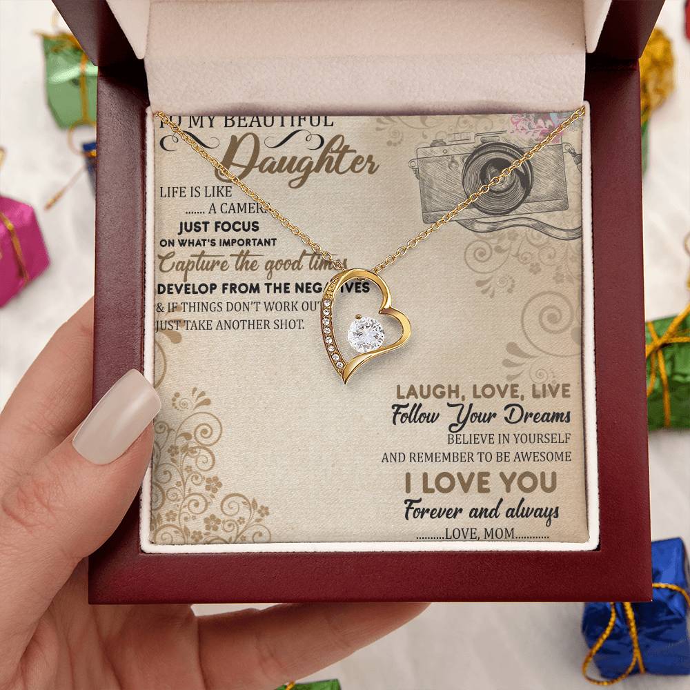 To My Beautiful Daughter Necklace To Daughter From Dad Gift Dad And Daughter Never Forget I Love You Gift From Dad Forever Love Necklace