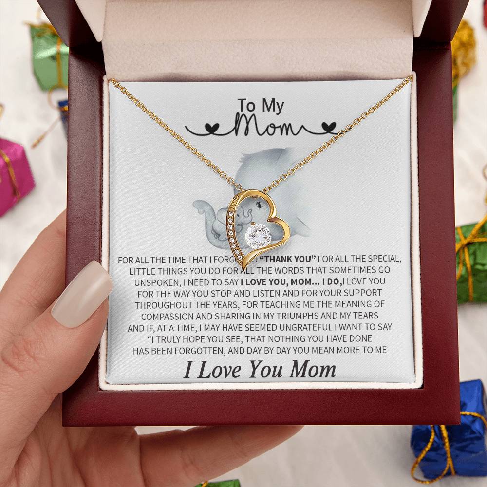 Gift To My Mom Thank You Mom Moms Birthday Valentines Gift To My Mother Mom Necklace To My Mom Necklace To My Mom Mom Birthday Forever Love Necklace