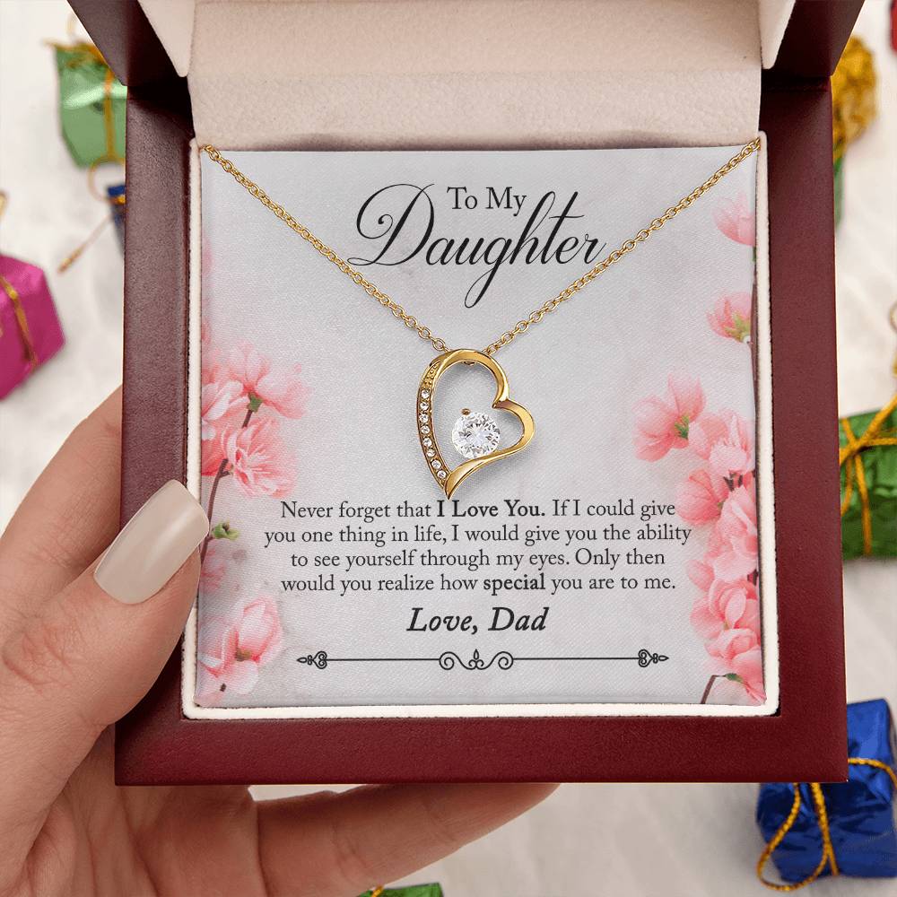 To My Daughter Never Forget That I Love You Gift Heart Necklace Forever Love Necklace