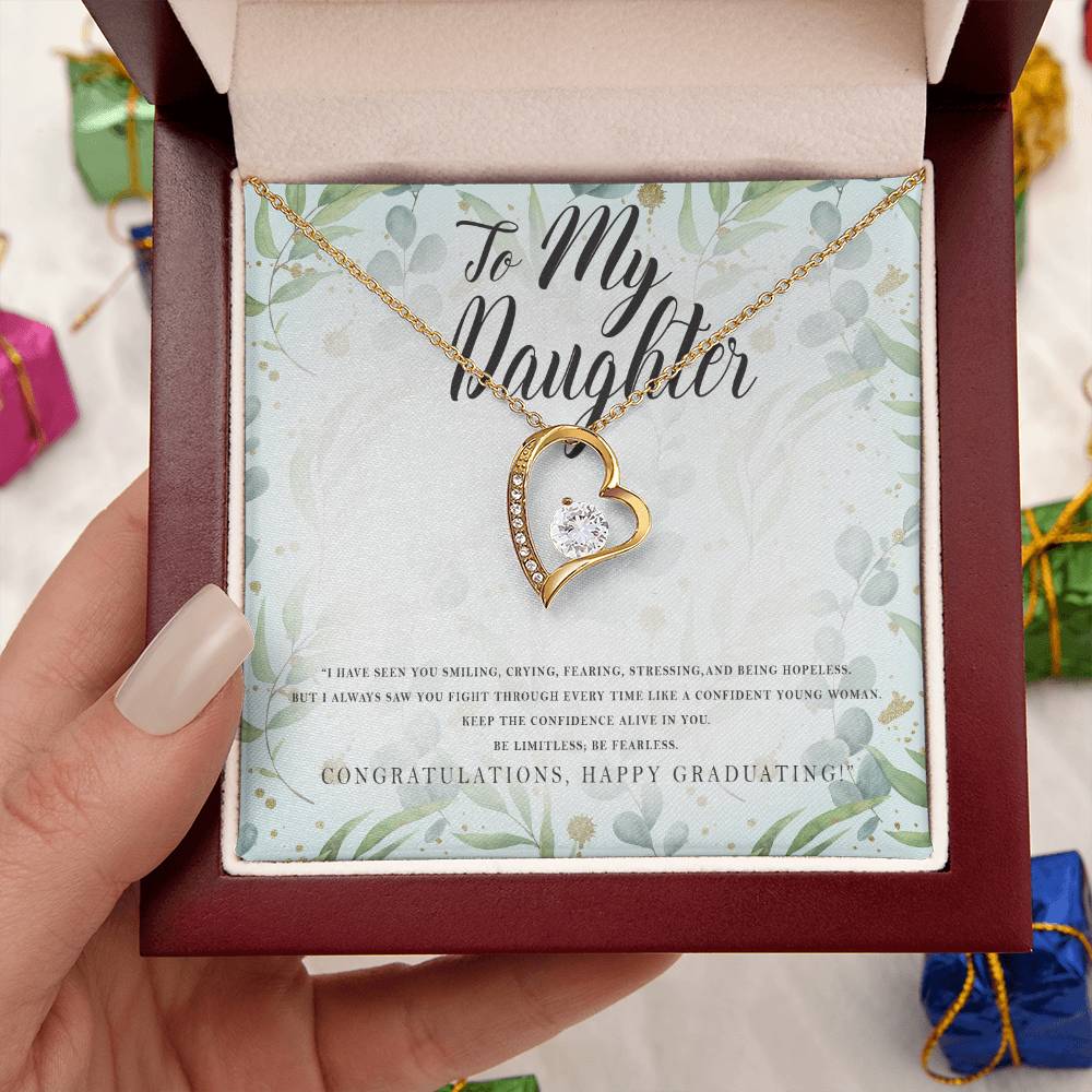 Graduation Gift For Daughter White Gold Heart Necklace Forever Love Necklace