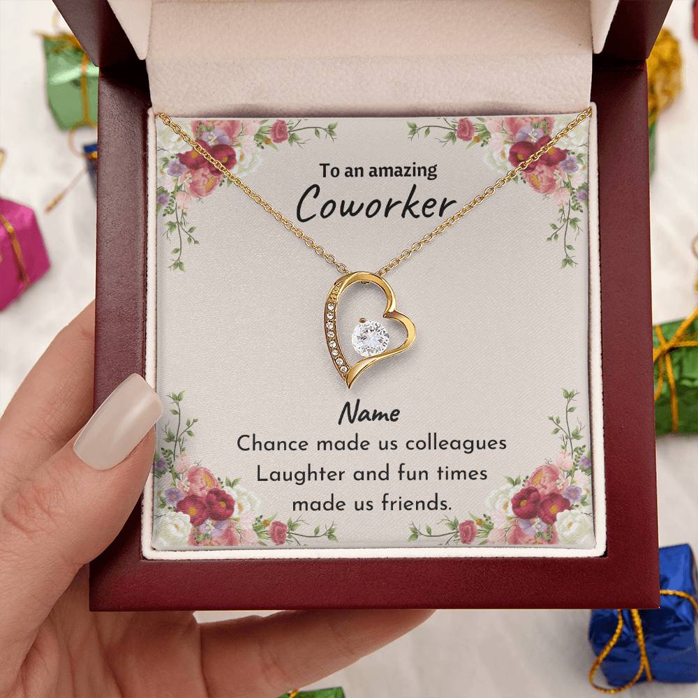 Heart Coworker Leaving Chance Made Us Colleagues White + Gold 1 Forever Love Necklace