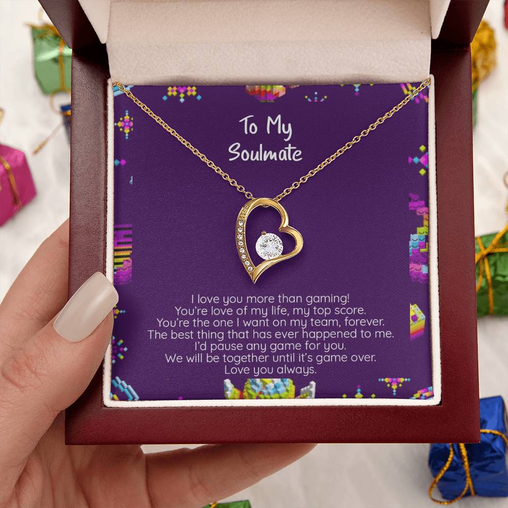 I Love You More Than Gaming Cz Crystal Pendant 14k White Gold Finish Or 18k Yellow Gold Finish Forever Love Necklace