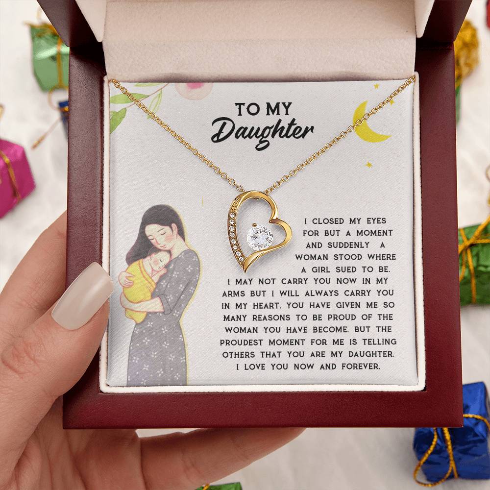 To My Daughter I Love You Now And Forever For Daughter - Daughter Necklace Gift For Daughter Forever Love Necklace
