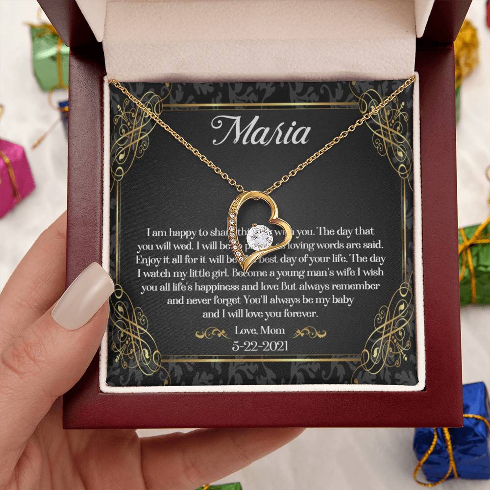 To My Daughter On Her Wedding Day Necklace Daughter Wedding Gift Wedding Gift For Daughter Daughter Forever Love Necklace Wediing Gifts Forever Love Necklace