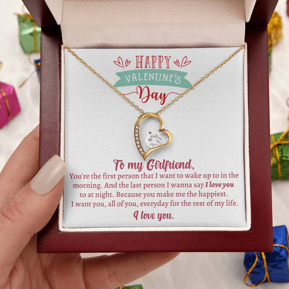 Valentine's Gift For Girlfriend You're The First Person That I Want To Wake Up To In The Morning 1 Forever Love Necklace