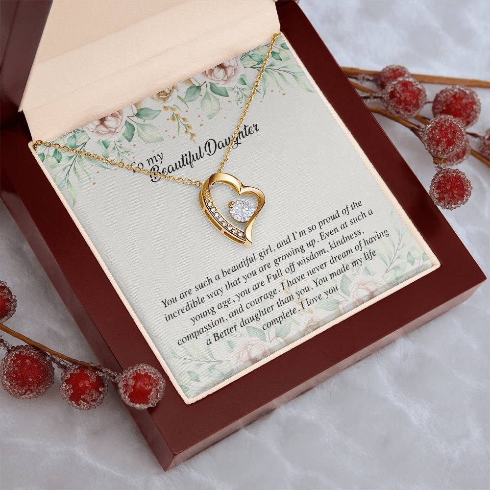 To My Beautiful Daughter Gift For Daughter From Mom Daughter's Birthday Daughter's Graduation Daughter Forever Love Necklace