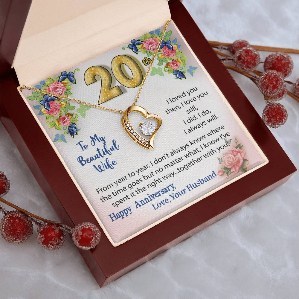 20th Anniversary Gift Heart Necklace For Wife Forever Love Necklace