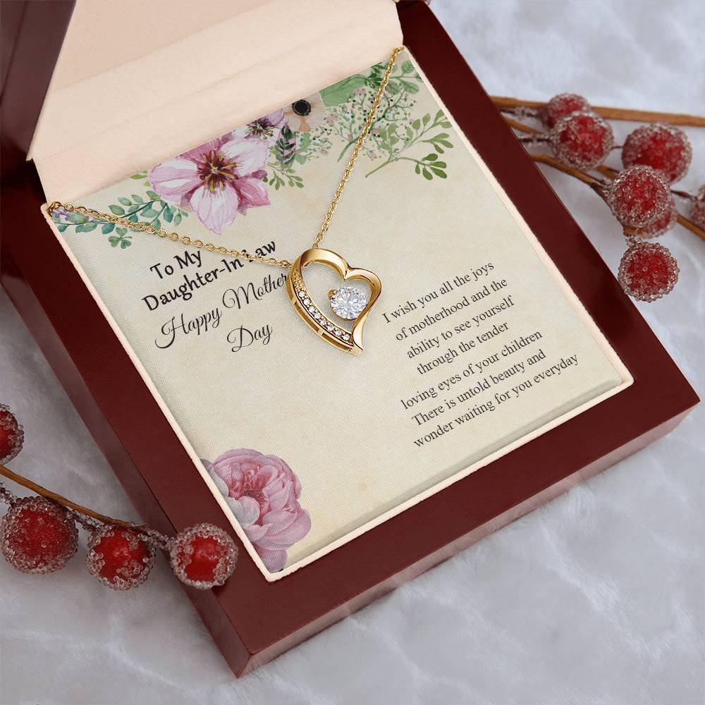 To My Daughter In Law Mother's Day Gift For Daughterinlaw New Mom Necklace Daughter Gift For Happy Mother's Day Forever Love Necklace