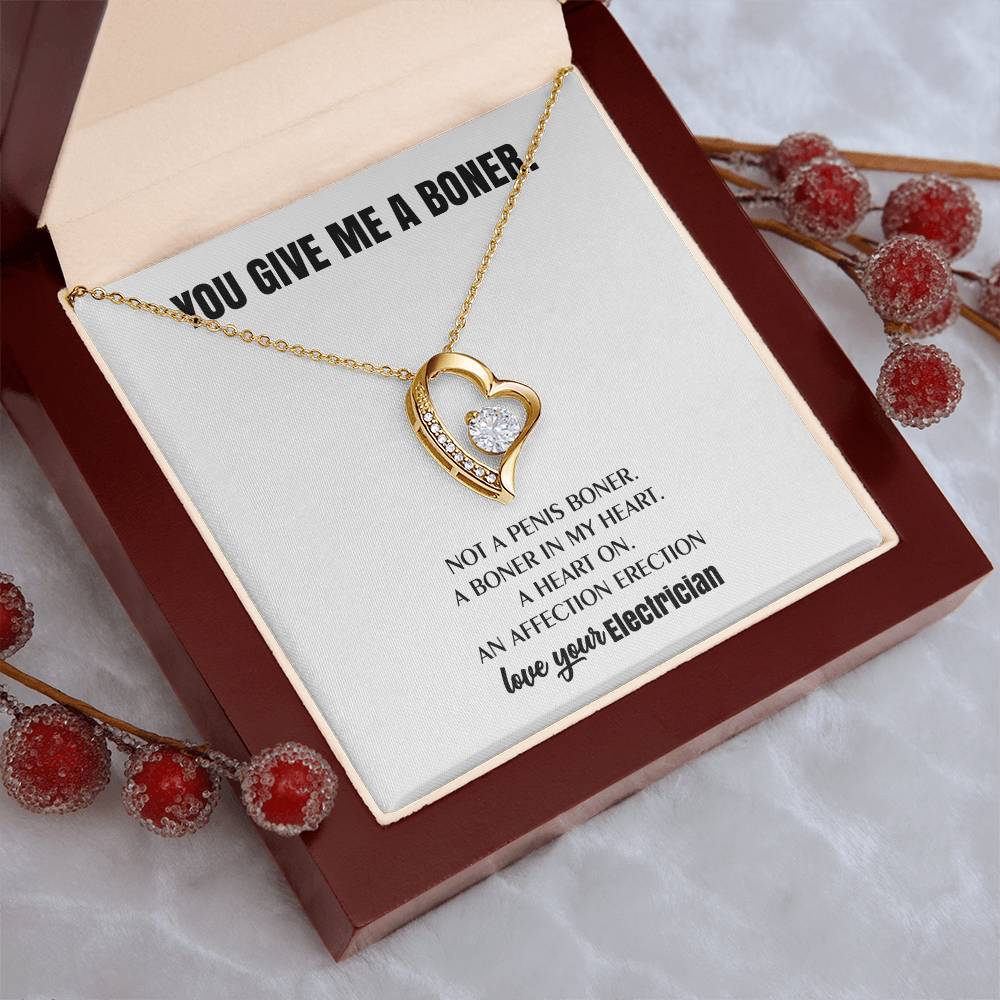 You Give Me A Heart Boner An Affection Erection Funny & Sarcastic Love For Her ♥ Mature Best Funny Gag Gifts For Electrician Wife On Special Days Forever Love Necklace