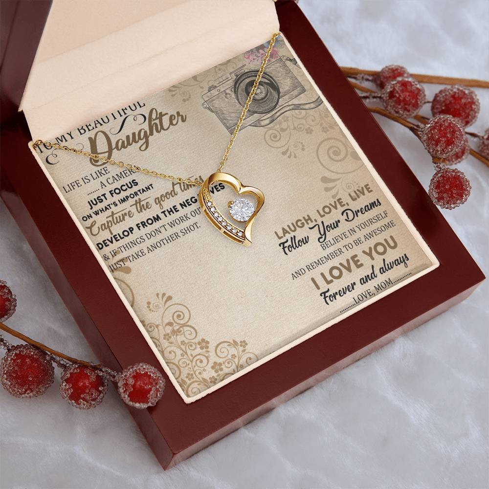 To My Beautiful Daughter Necklace To Daughter From Dad Gift Dad And Daughter Never Forget I Love You Gift From Dad Forever Love Necklace