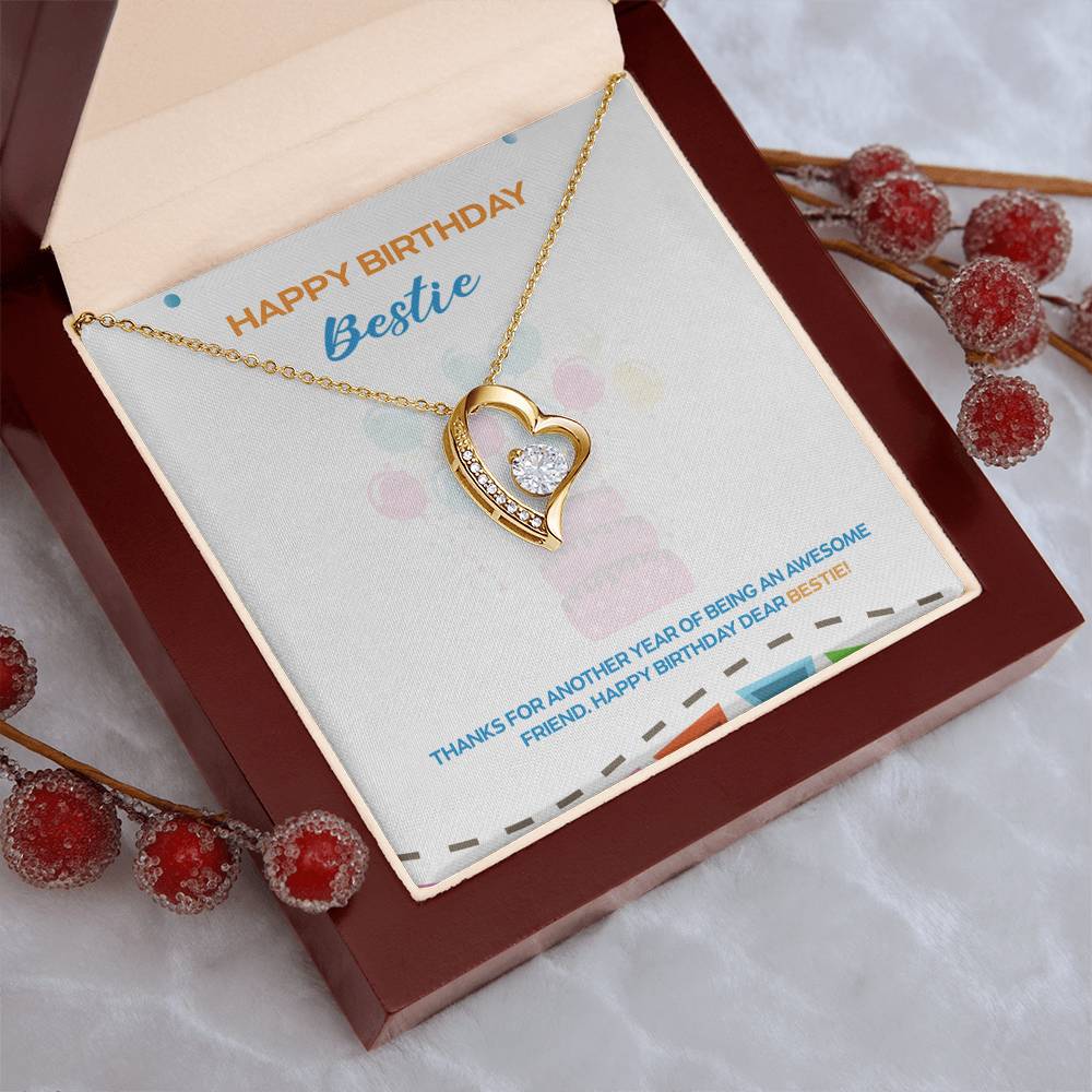 Happy Birthday Bestie 925 Sterling Silver Pendant 1 Forever Love Necklace
