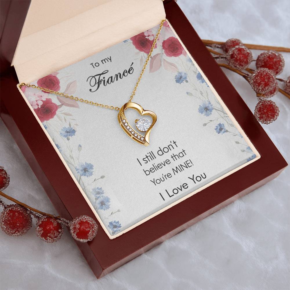 To My Fiance - I Love You - 925 Sterling Silver Pendant Forever Love Necklace