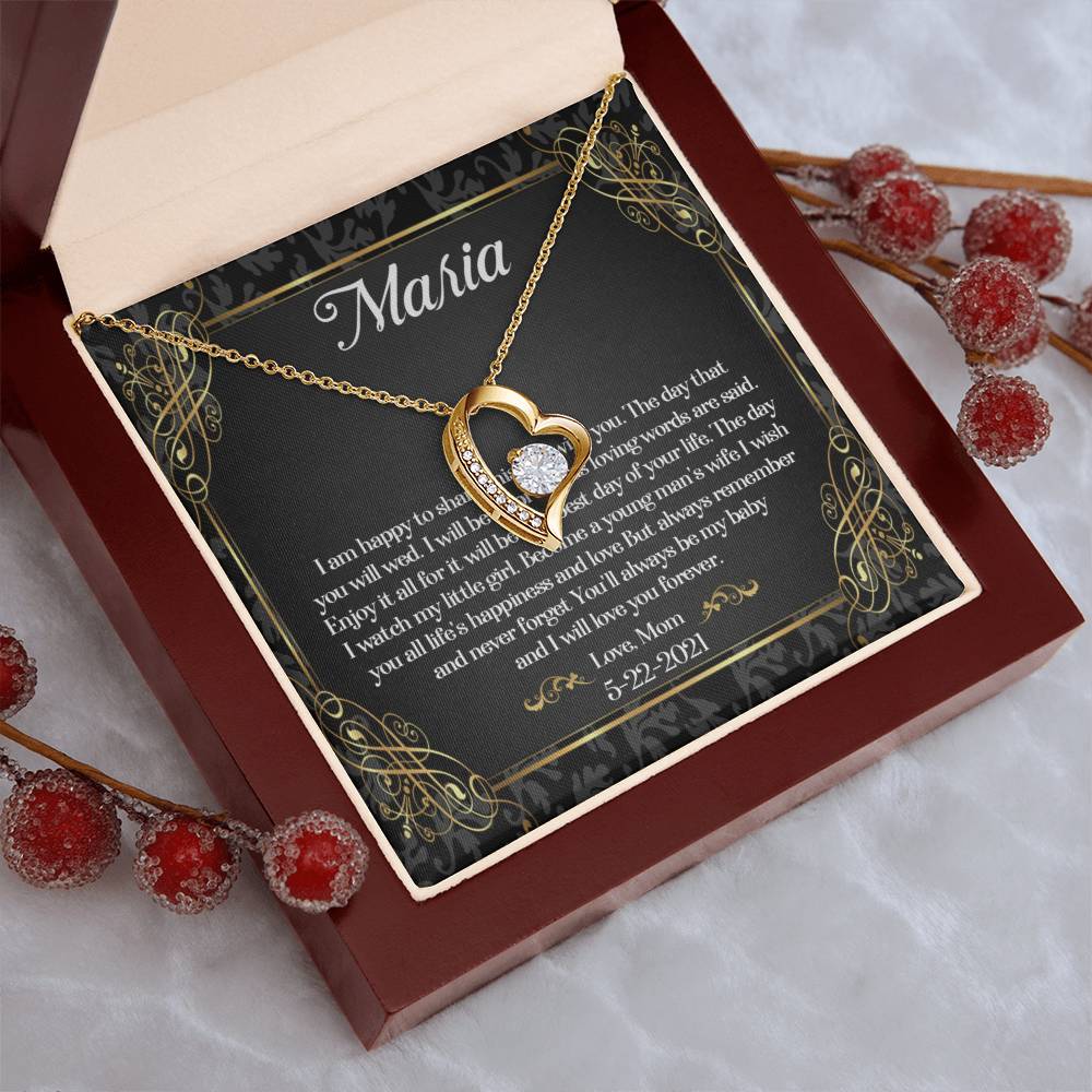 To My Daughter On Her Wedding Day Necklace Daughter Wedding Gift Wedding Gift For Daughter Daughter Forever Love Necklace Wediing Gifts Forever Love Necklace