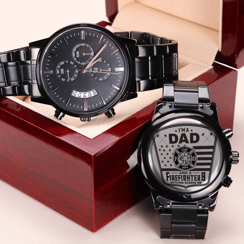 I'm A Dad And A Firefighter Nothing Scares Me Watch Gift 2 Engraving Chronograph Watch