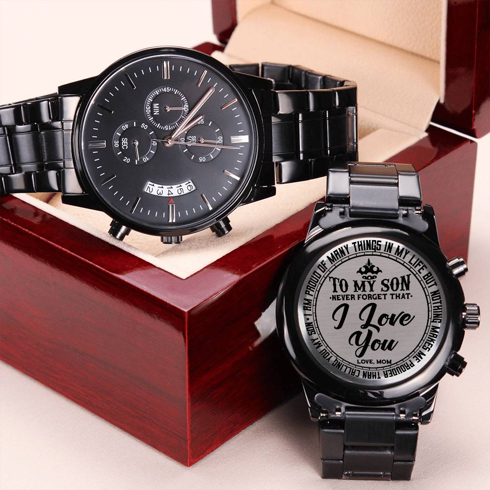 To My Son Love Mom Engraved Gift Watch 1 Engraving Chronograph Watch