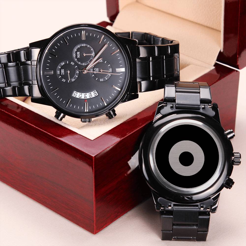 Black Chronograph Watch Engraving Chronograph Watch