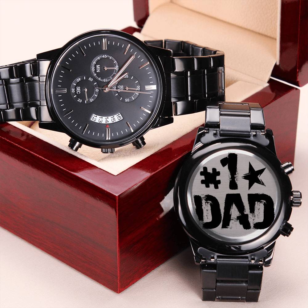 American Dad Watch For # 1 Daddy Presents For Christmas & New Year 2022 Engraving Chronograph Watch