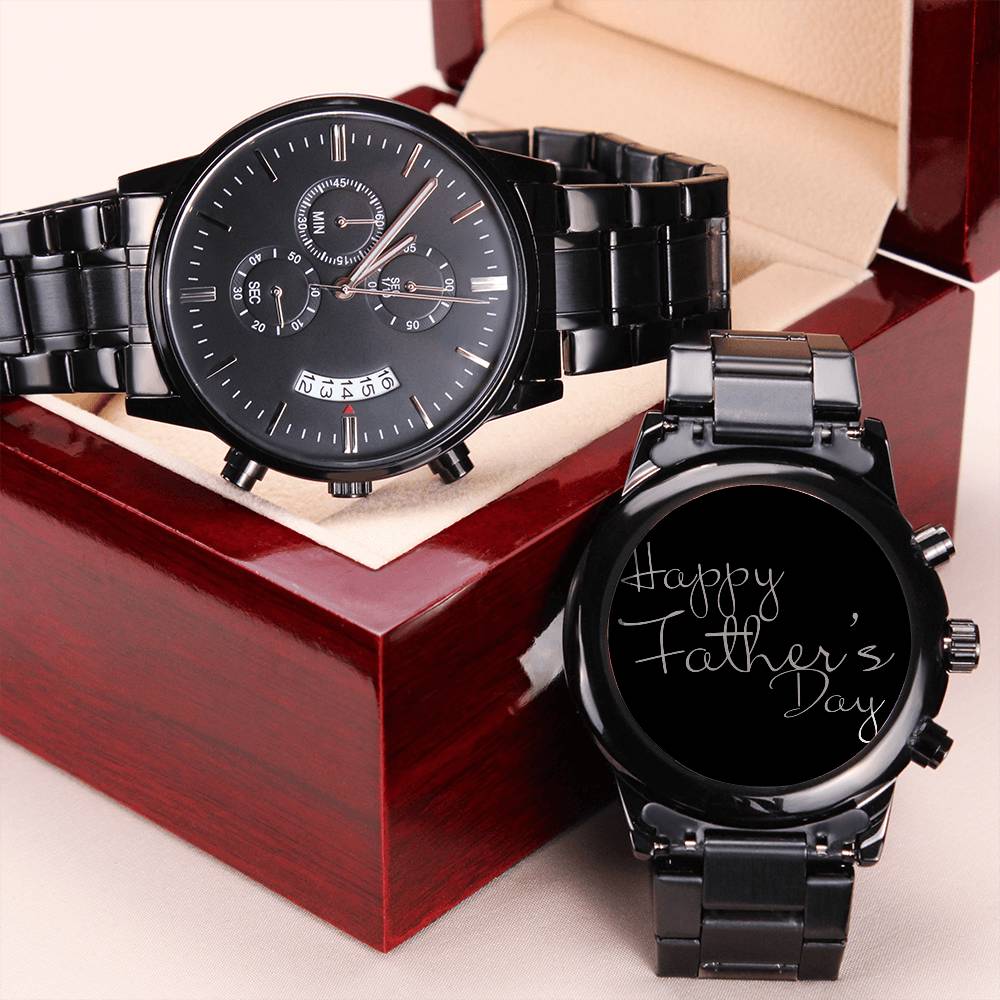 Eminent Customized Black Chronograph Watch Engraving Chronograph Watch