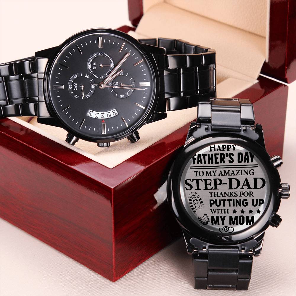 Happy Father's Day To My Amazing Step-dad Engraving Chronograph Watch