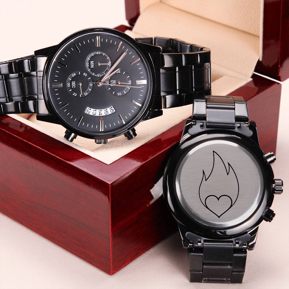 Flaming Heart Chronograph Watch Engraving Chronograph Watch