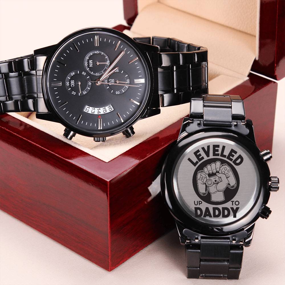 Leveled Up To Daddy Watch Engraving Chronograph Watch