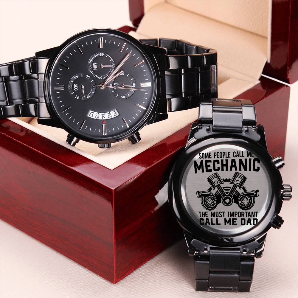 Some Call Me Mechanic Dad Engraving Chronograph Watch