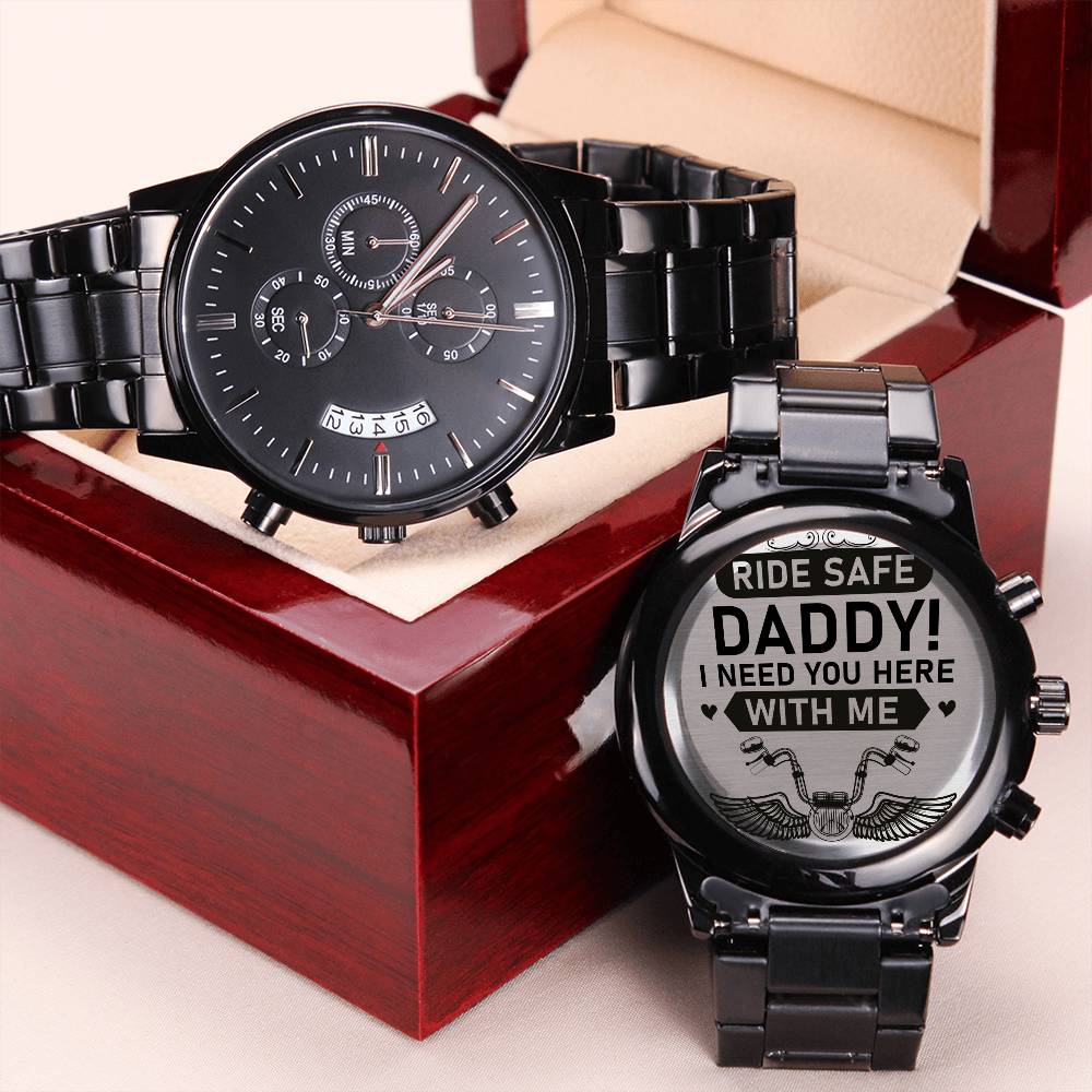 Ride Safe Daddy Engraving Chronograph Watch
