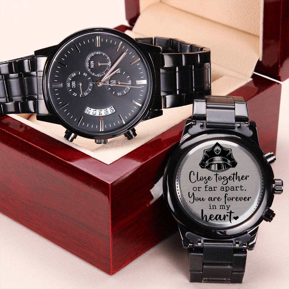 Police Officer Dad - You Are Forever In My Heart Watch Engraving Chronograph Watch