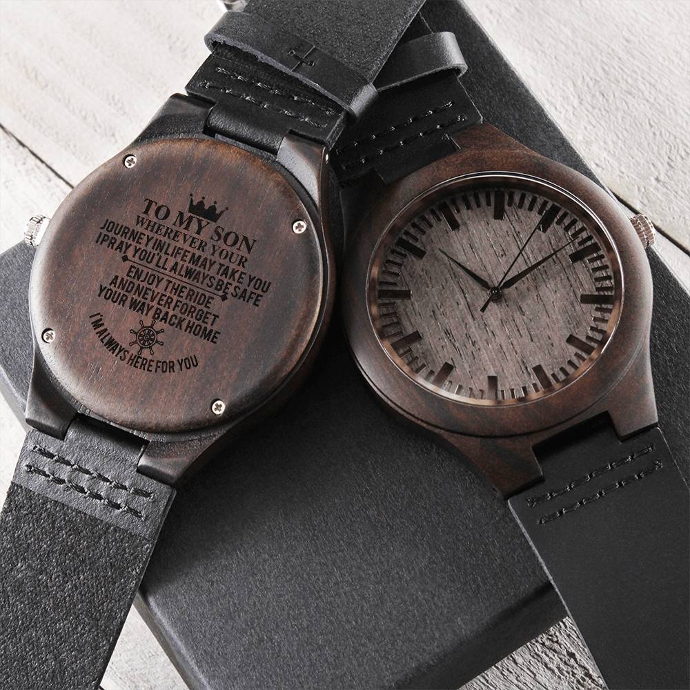 Gift For Son Always Here For You Engraved Wooden Watch