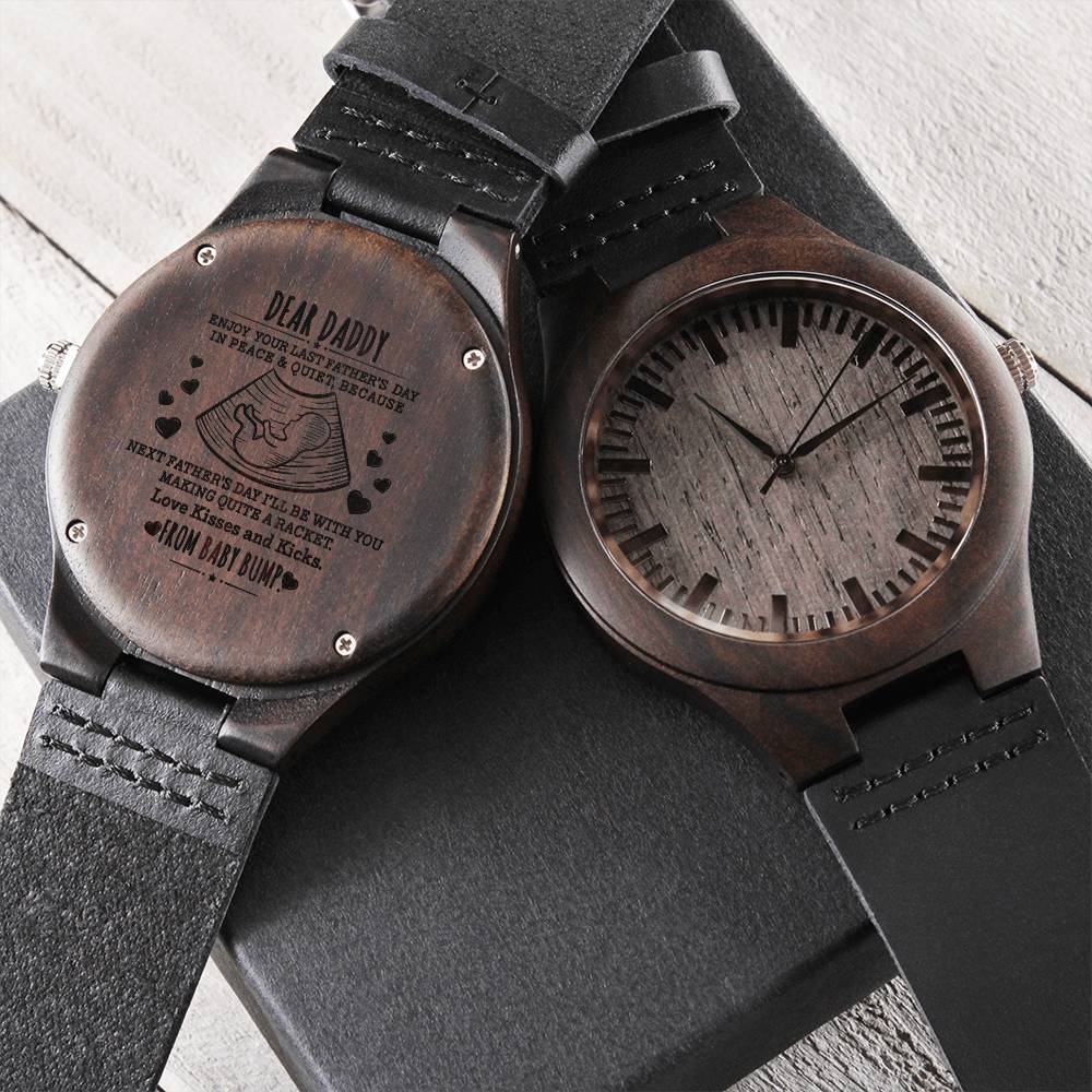 Dear Daddy Enjoy Your First Father's Day Gift For New Dads Daddy Gift From Bump Engraved Watch Daddy From Bump Soon To1 Engraved Wooden Watch