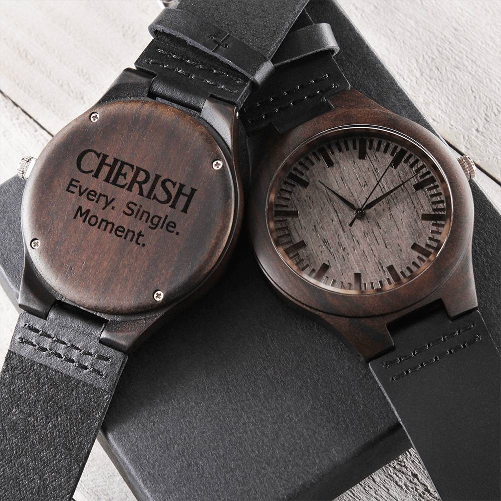 Black Chronograph Watch For Those Who Love Time Is Not Cherish Every Single Moment For Dads Sons Grads Grandpa Wedding Engraved Wooden Watch