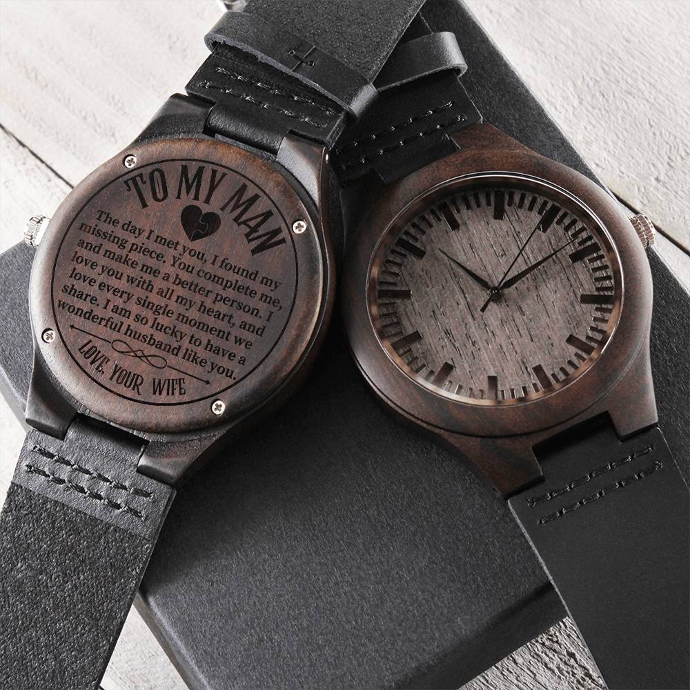 To My Man Wooden Watch Gift For Husband Romantic Birthday Gift For Husband Husband Gift Heartfelt Gift Watch Gift Engraved Wooden Watch