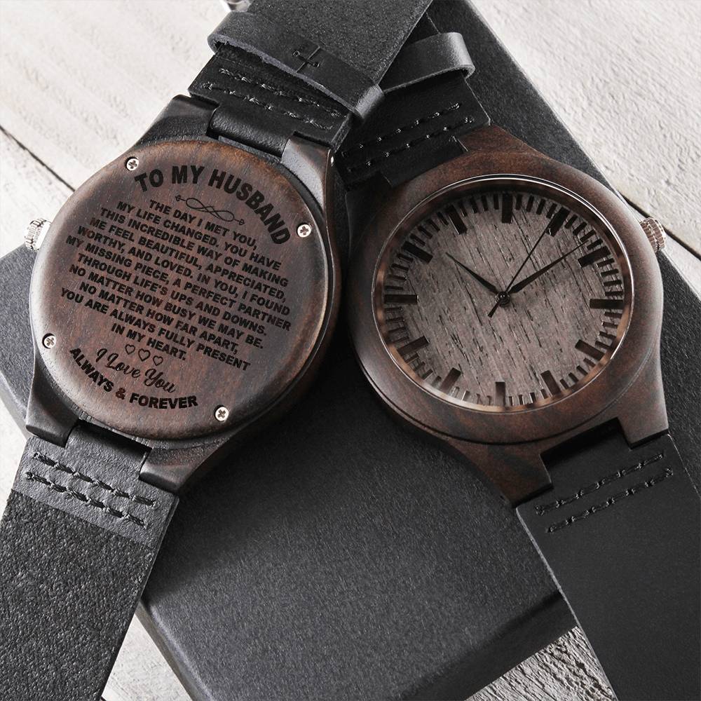 To My Husband Wood Watch For Husband Husband Gift From Wife Engraved Wooden Watch