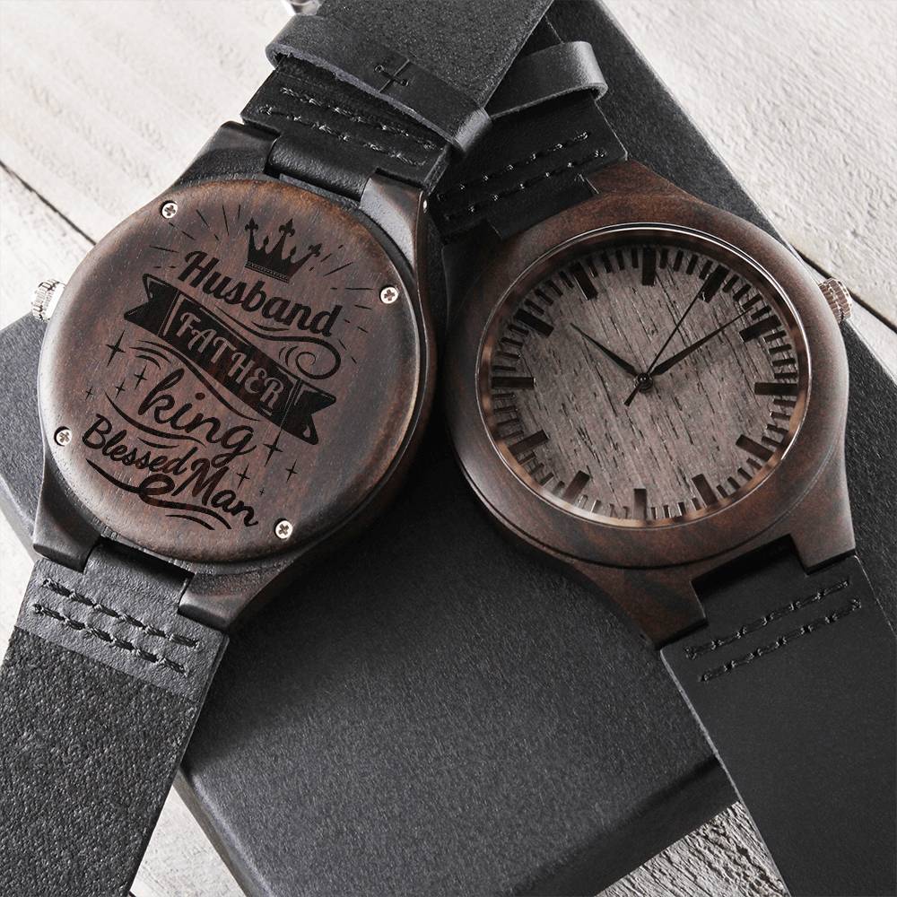 For Men Men Husband Father King Watch For Husband Father's Day Watch For Hus Engraved Wooden Watch