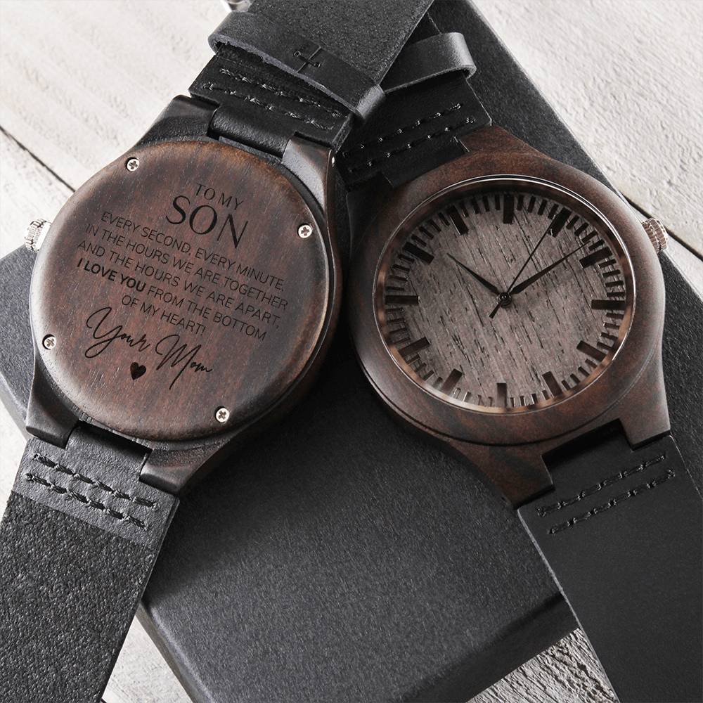 Engraved Wooden Watch For Son From Mom For Son Birthday Gift Personalized Birthday Gift For Son Engraved Wooden Watch