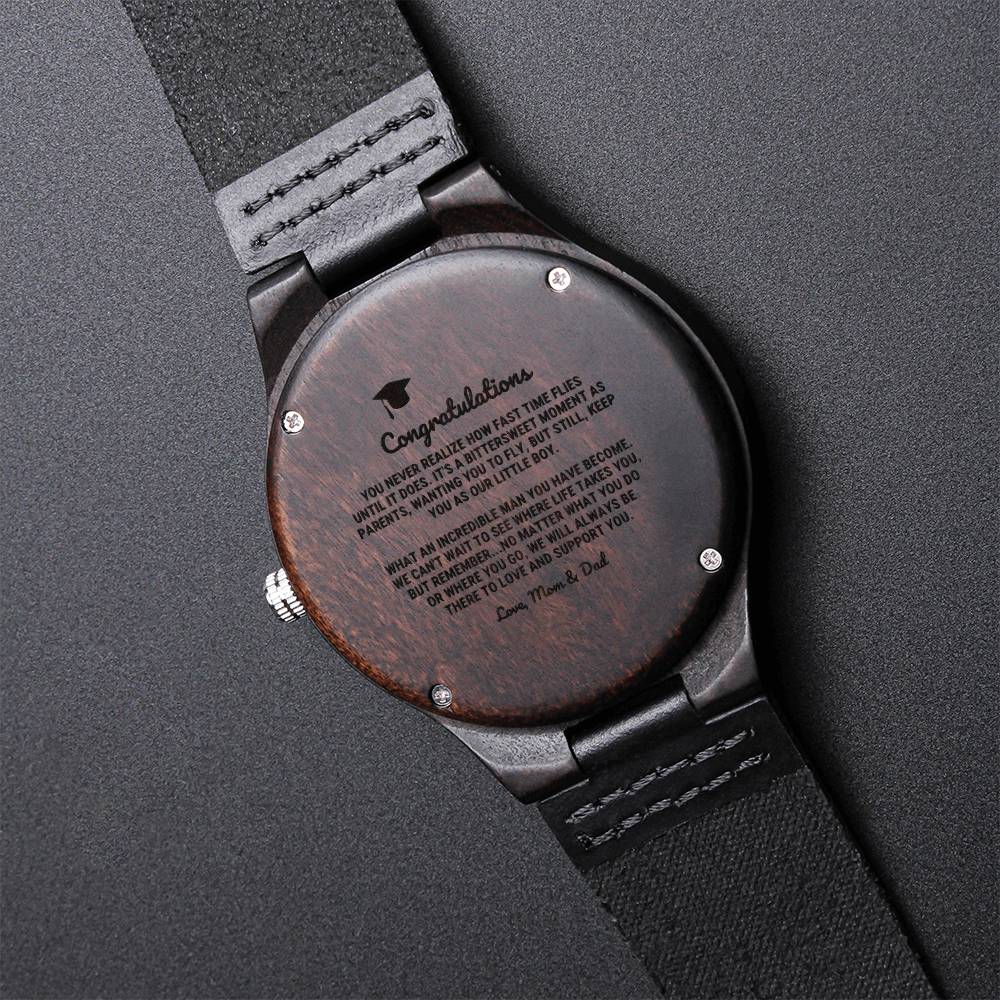 Personalized Congratulations Graduation For Son Watch - Graduation Gift Watch Graduation Gift For Him College Gradua Engraved Wooden Watch