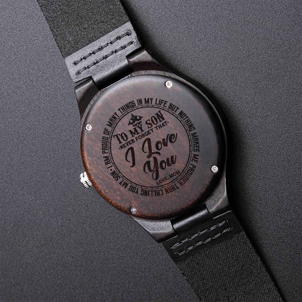 To My Son Love Mom Engraved Wooden Gift Watch Personalized Christmas Gift For Son Custom Watch For Son Unique Gift Fro Engraved Wooden Watch