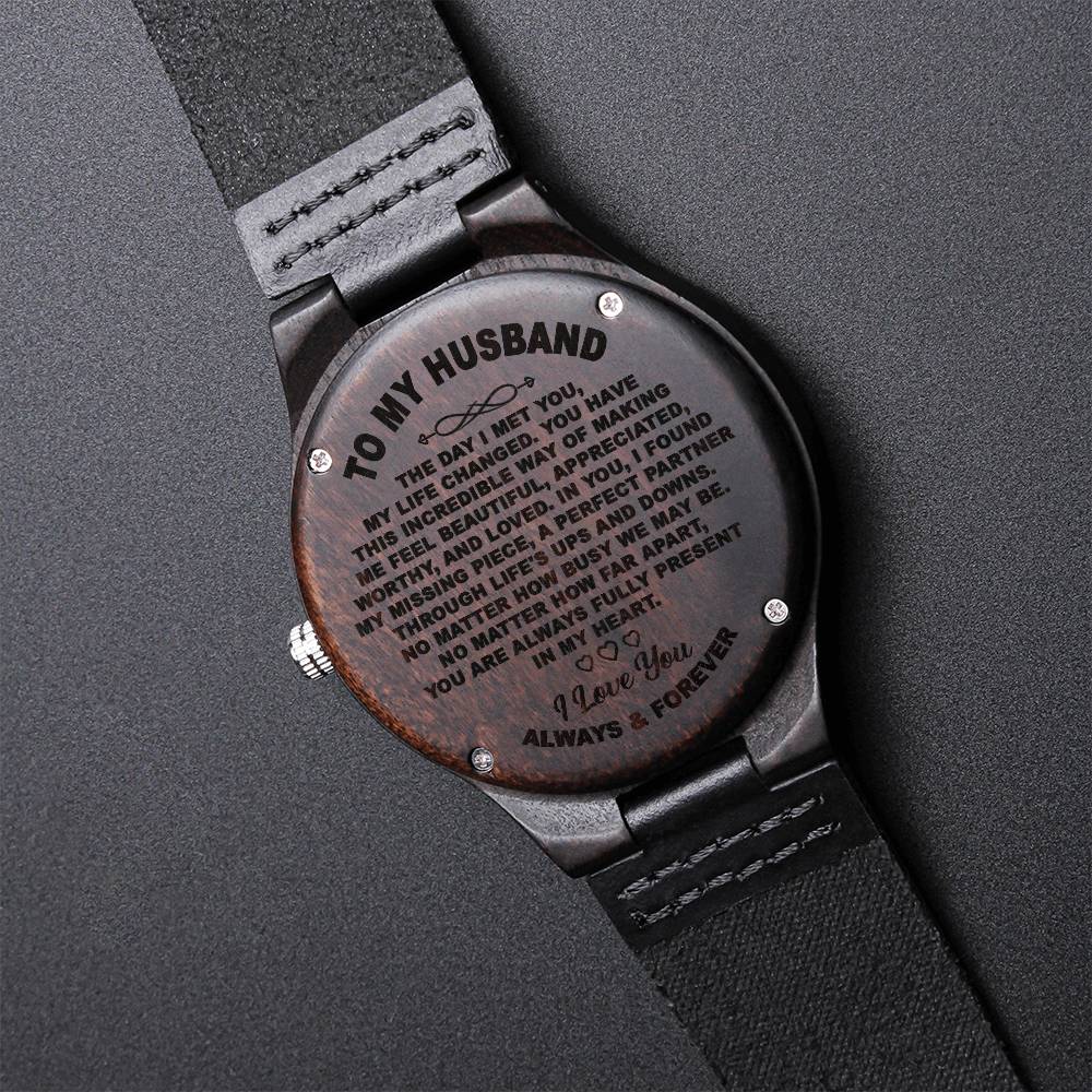 To My Husband Wood Watch For Husband Husband Gift From Wife Engraved Wooden Watch