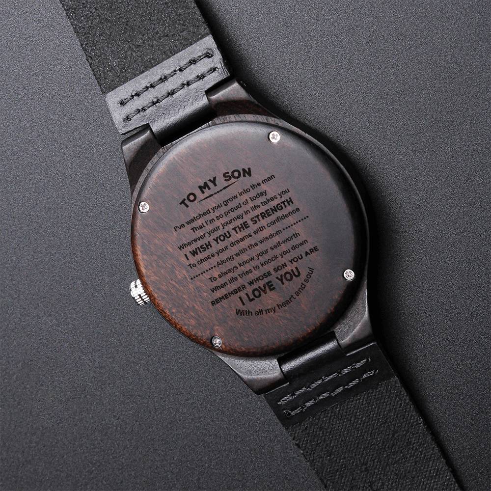 Gift For Son The Man I‘M Proud Of Engraved Wooden Watch