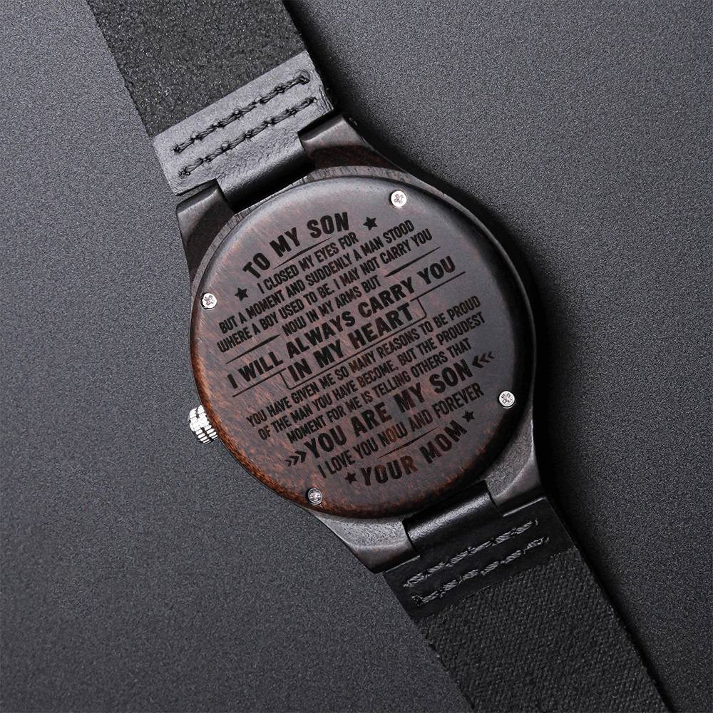 To My Son Wooden Watch Gift For Son From Mom Son Birthday Graduation Gift1 Engraved Wooden Watch