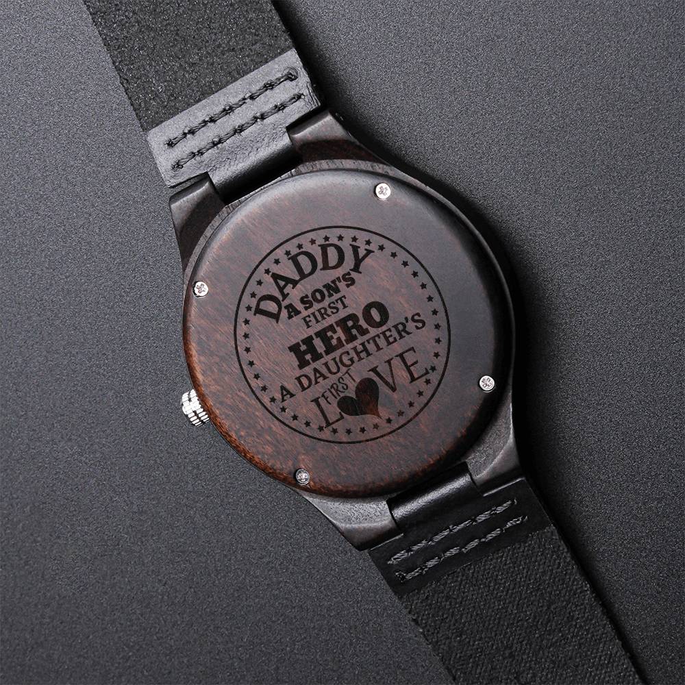 Daddy And Son Best Friends For Life Engraved Watch Fathers Day Gift Wood Engraved Fathers Day Watch Personalized Gift Engraved Wooden Watch