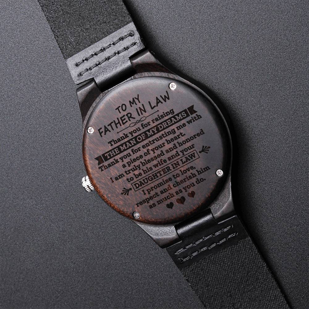 Father Of The Groom Gift From Bride Wedding Gift For Father In Law Father In Law Gift From Bride Engraved Wooden Watch