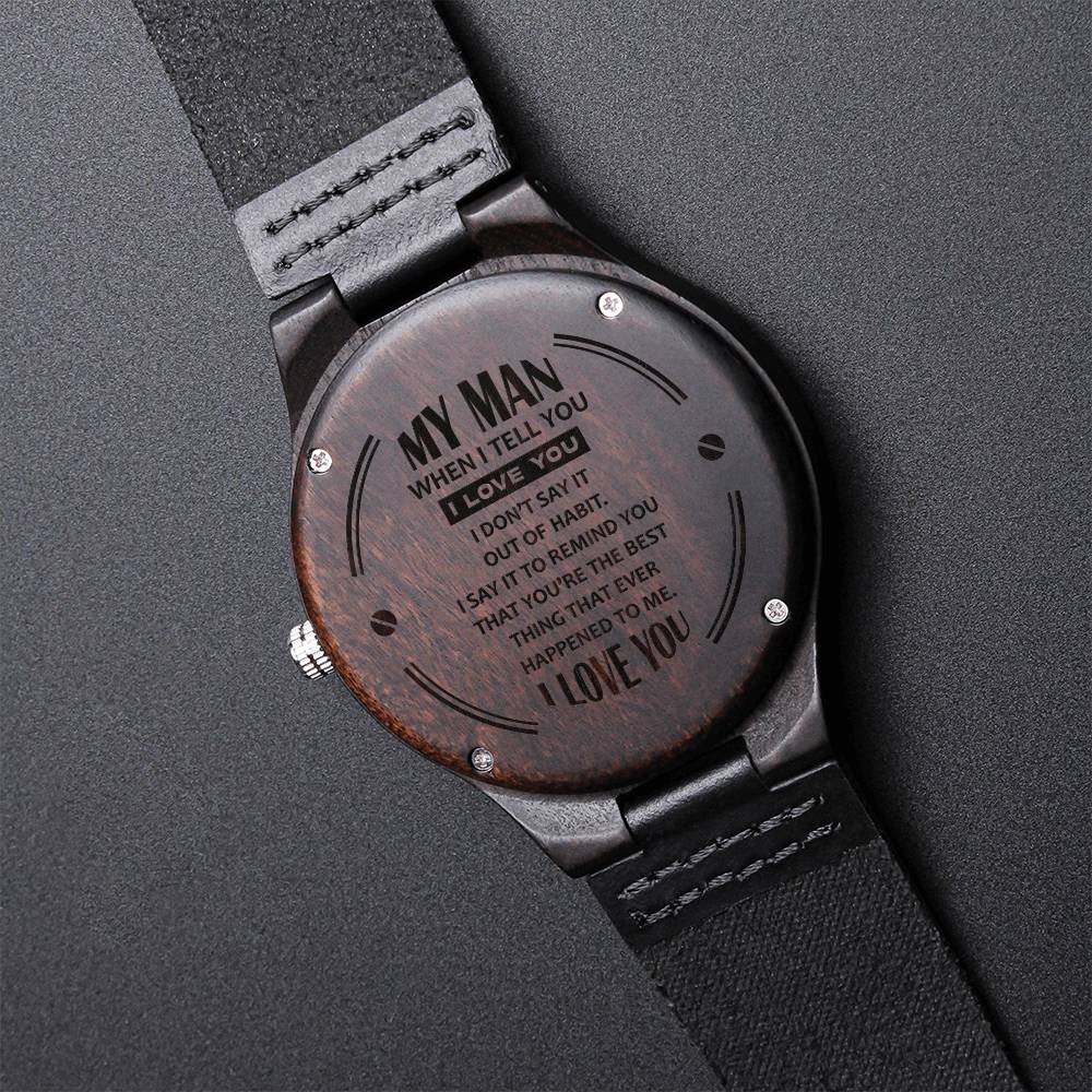Gift For Boyfriend Wooden Watch To My Man Husband Birthday Gift Engraved Wooden Watch